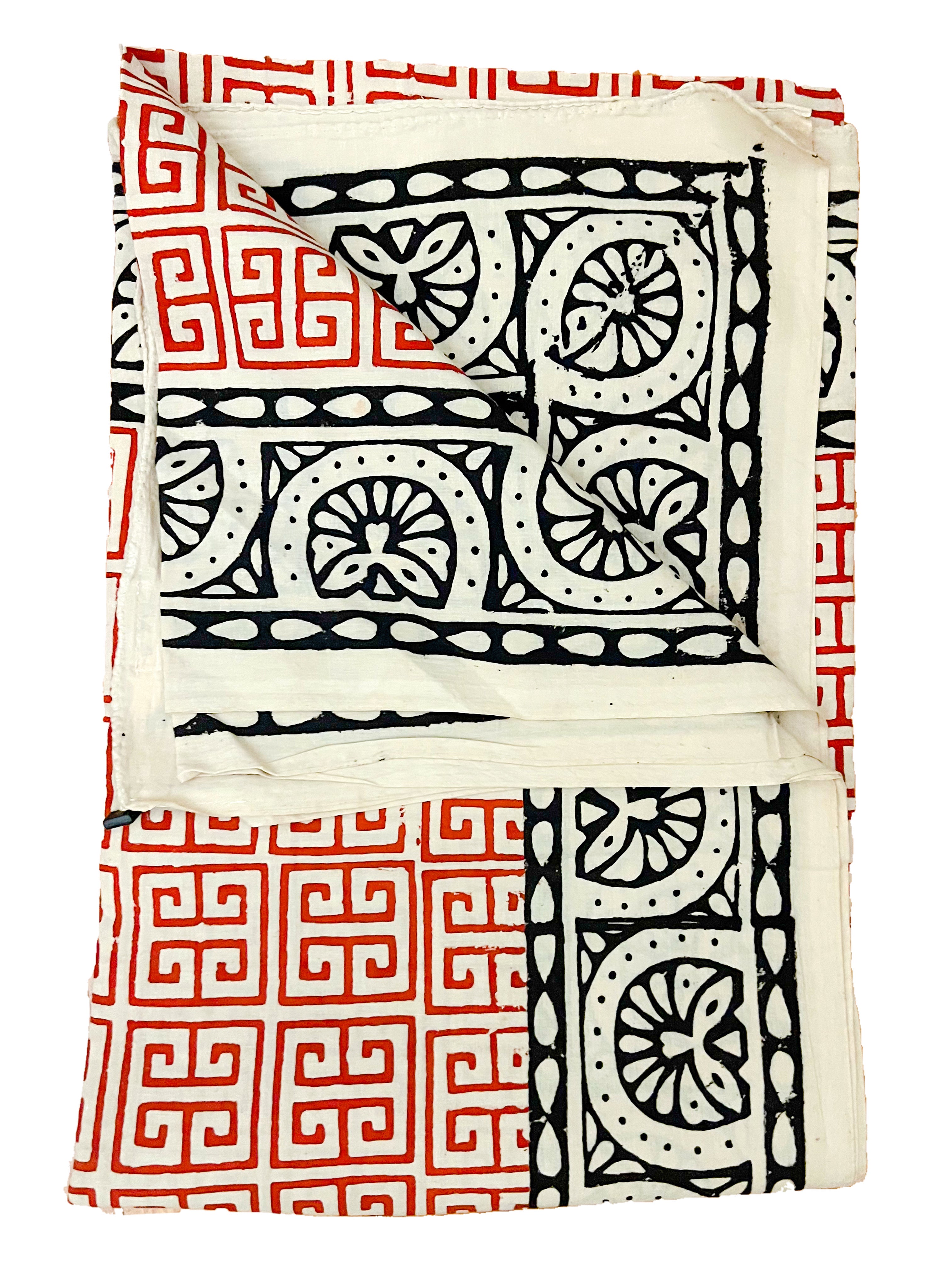 HAND BLOCK PRINT COTTON SARONG - Indian cotton sarong hand printed with natural colors