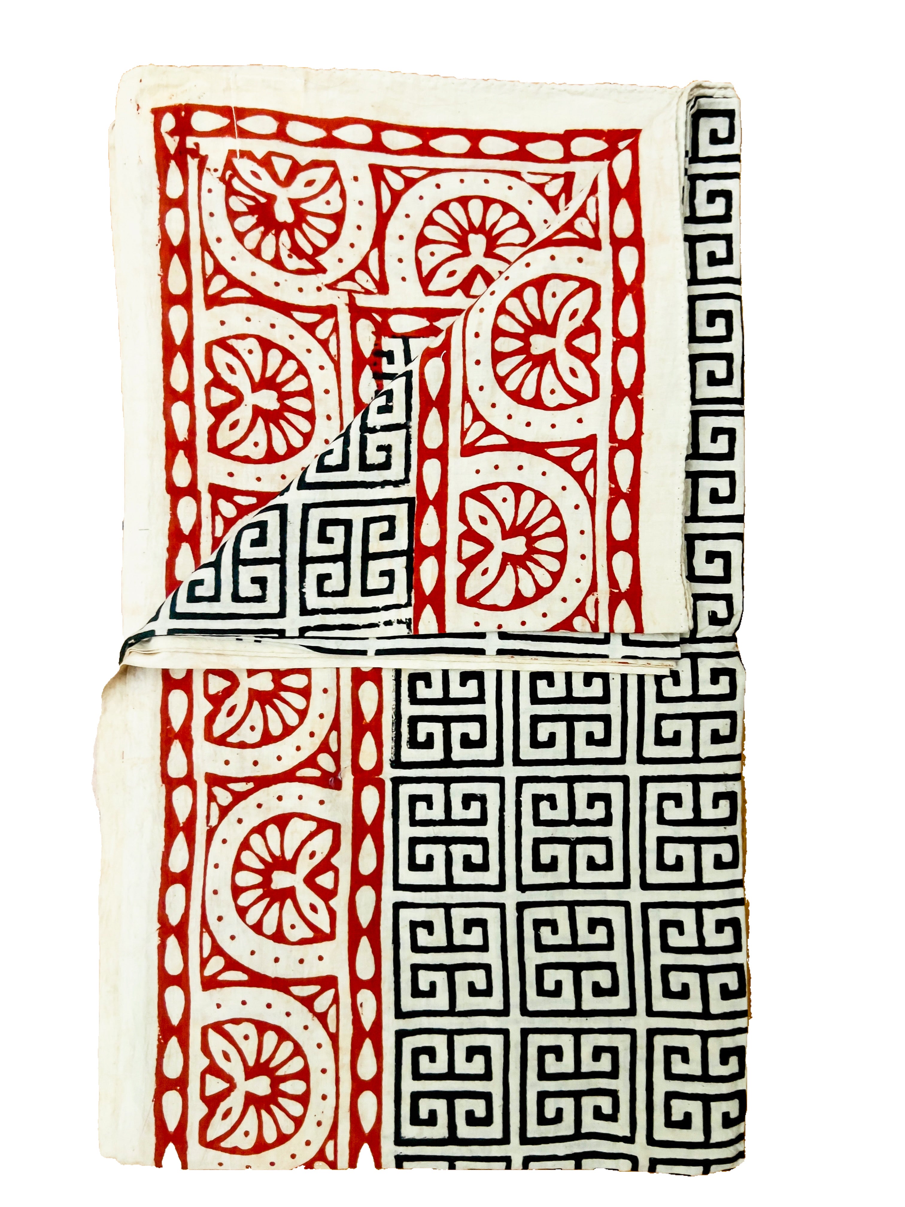 HAND BLOCK PRINT COTTON SARONG - Indian cotton sarong hand printed with natural colors