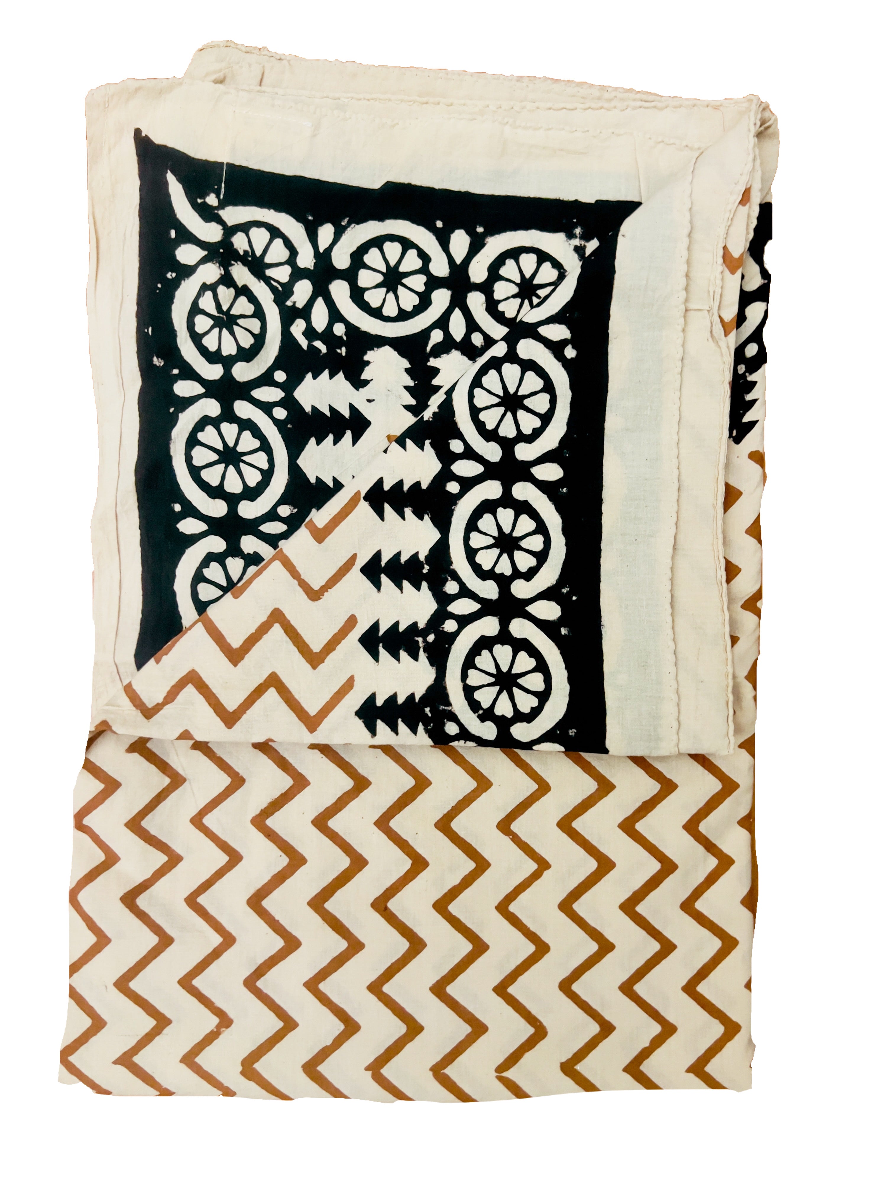 HAND BLOCK PRINT COTTON SARONG - Indian cotton sarong hand printed with natural colors