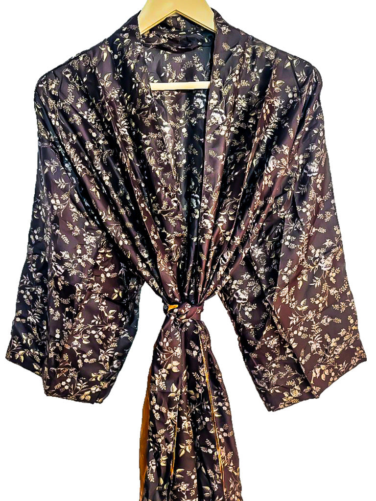 UPCYCLED REAL SILK KIMONO - Kimono lungo con cintura in vera seta riciclata