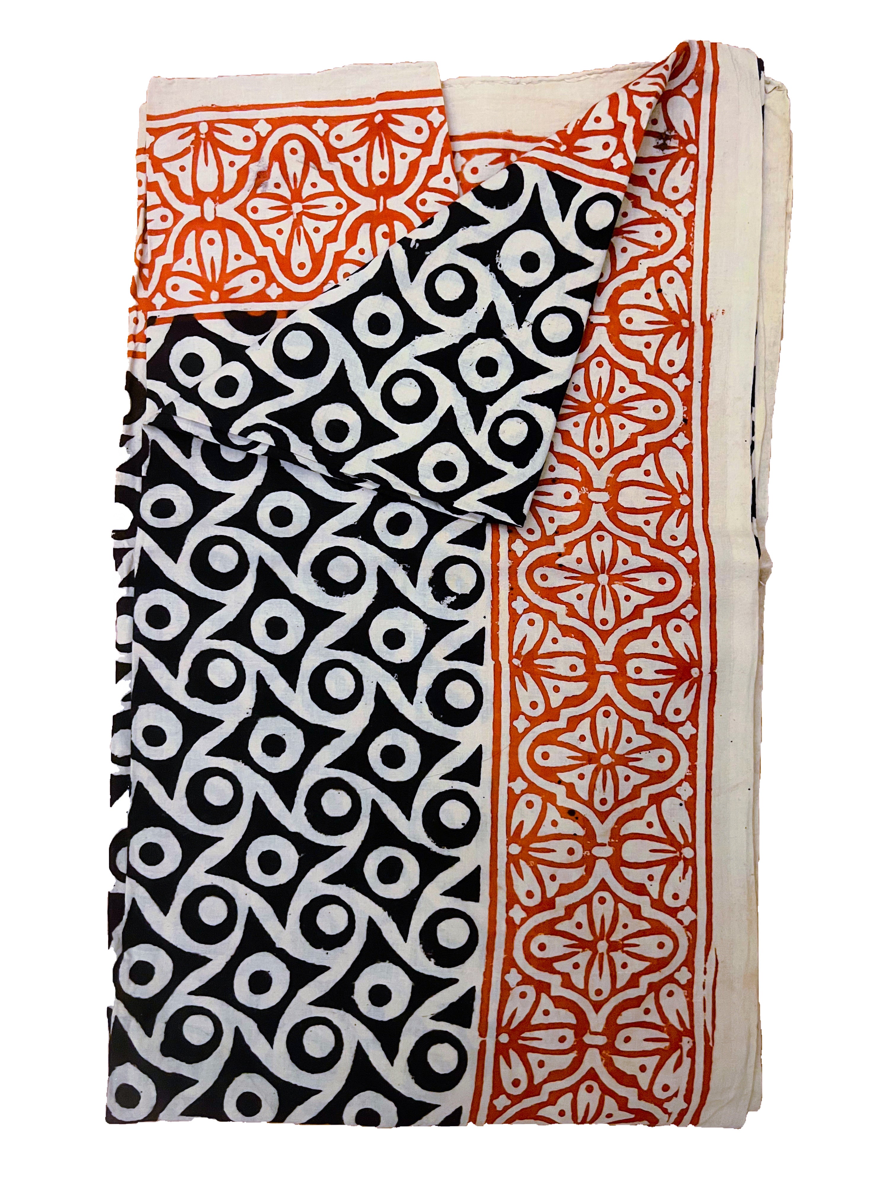 HAND BLOCK PRINT COTTON SARONG - Indian cotton sarong hand printed with natural colors