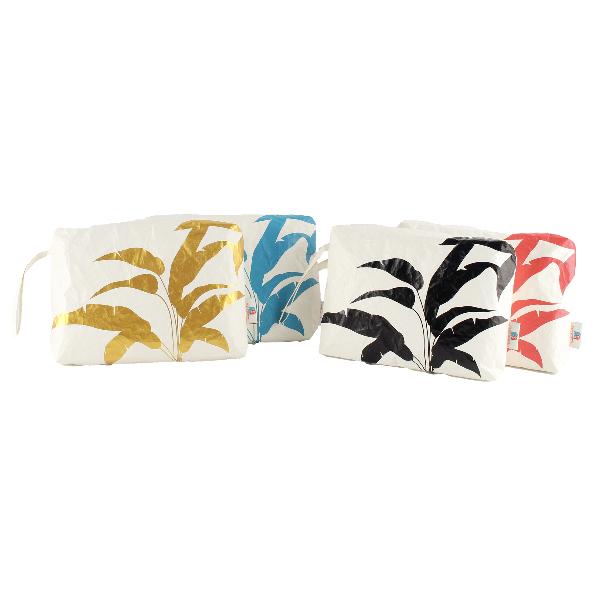 TYVEK POUCH Tropical Leafs - Borsa a mano con braccialetto in carta Dupont ecologica