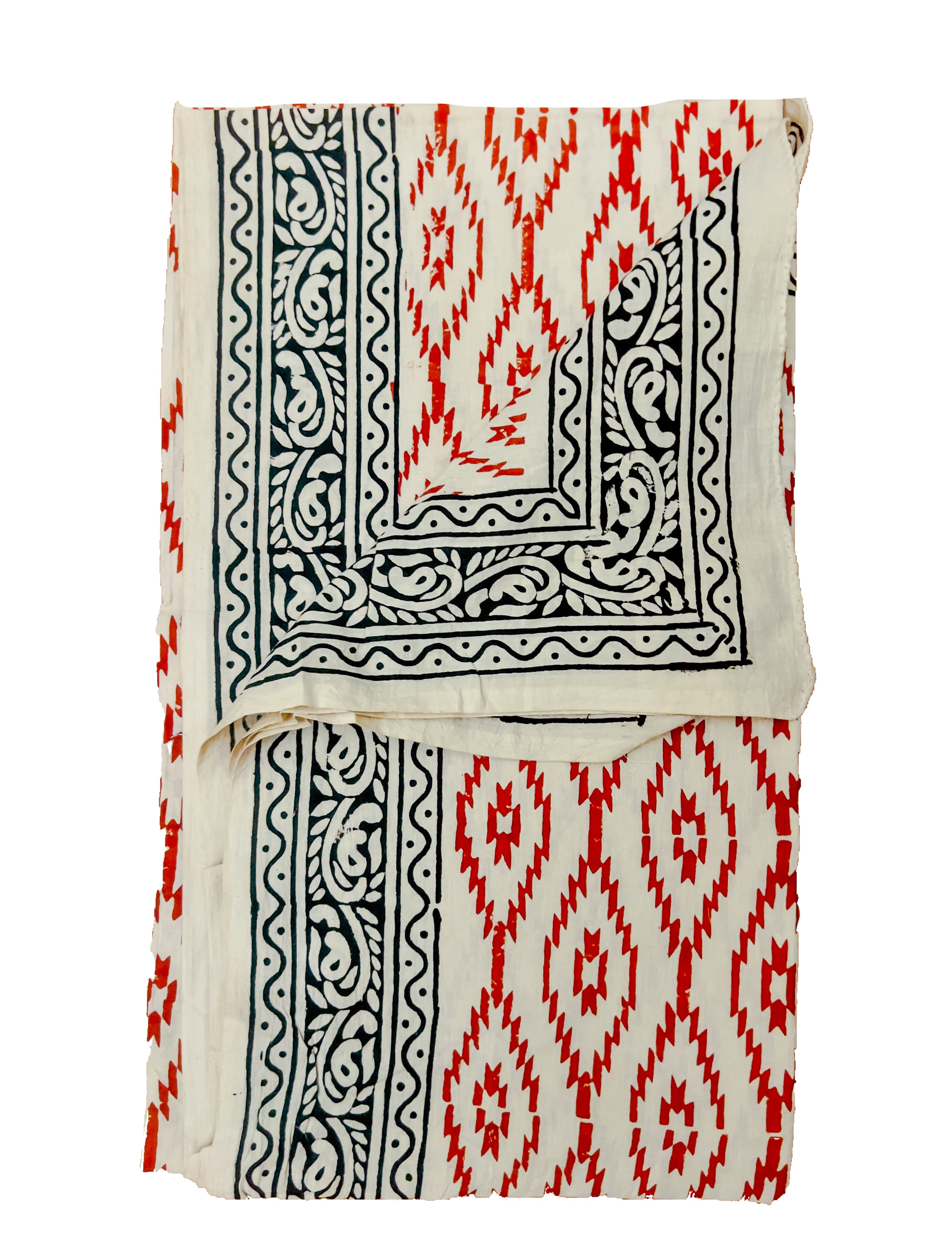 HAND BLOCK PRINT COTTON SARONG - Indian cotton sarong hand printed with natural colors