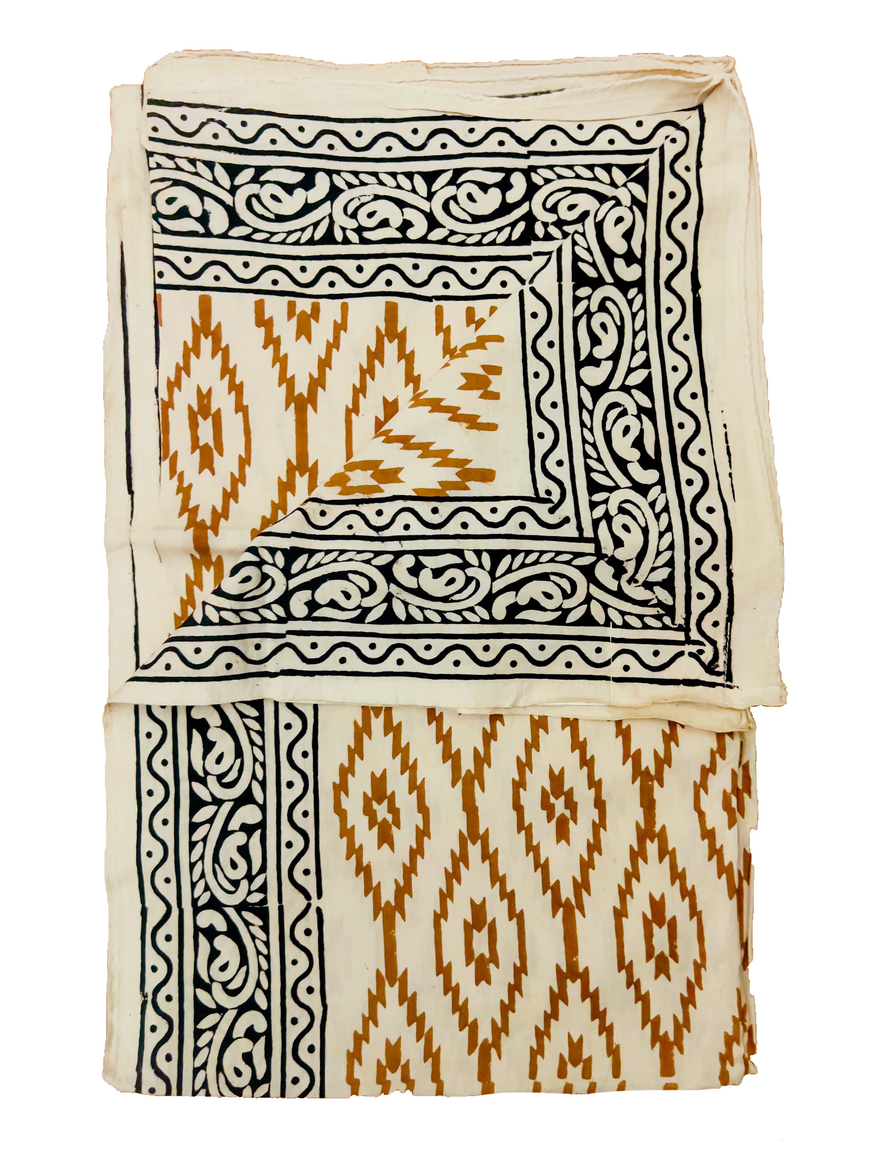 HAND BLOCK PRINT COTTON SARONG - Indian cotton sarong hand printed with natural colors