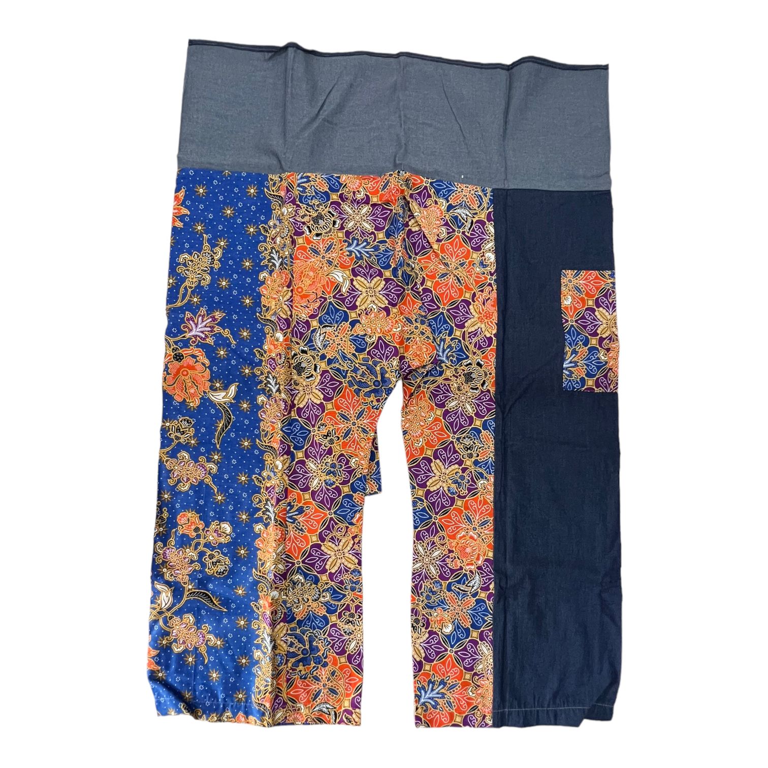 pantalone fisherman in batik thailandese e soft denim Electric blue/Ultra violet