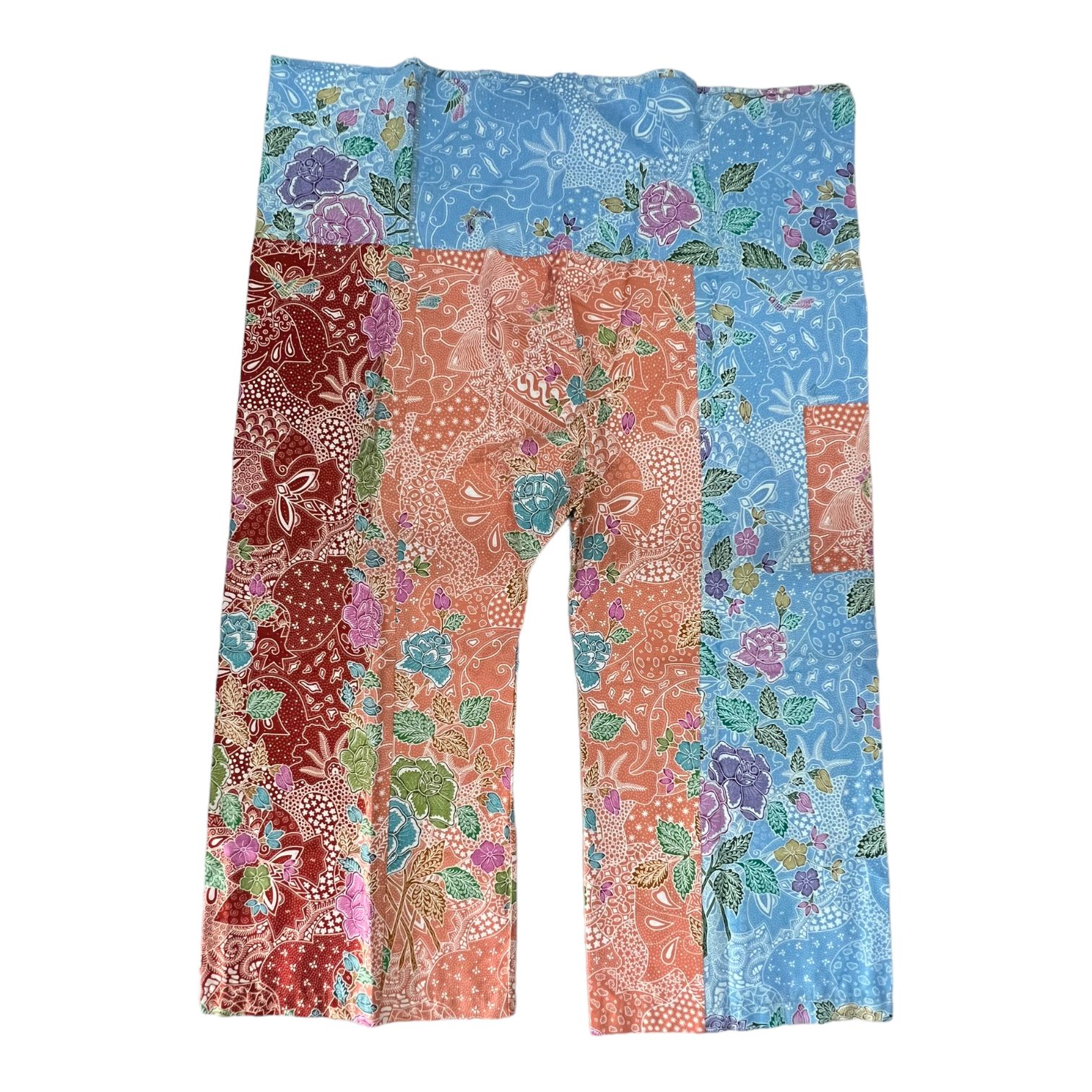 pantalone fisherman in batik thailandese 100% cotone unisex donna uomo Ceruleo/Multiorange