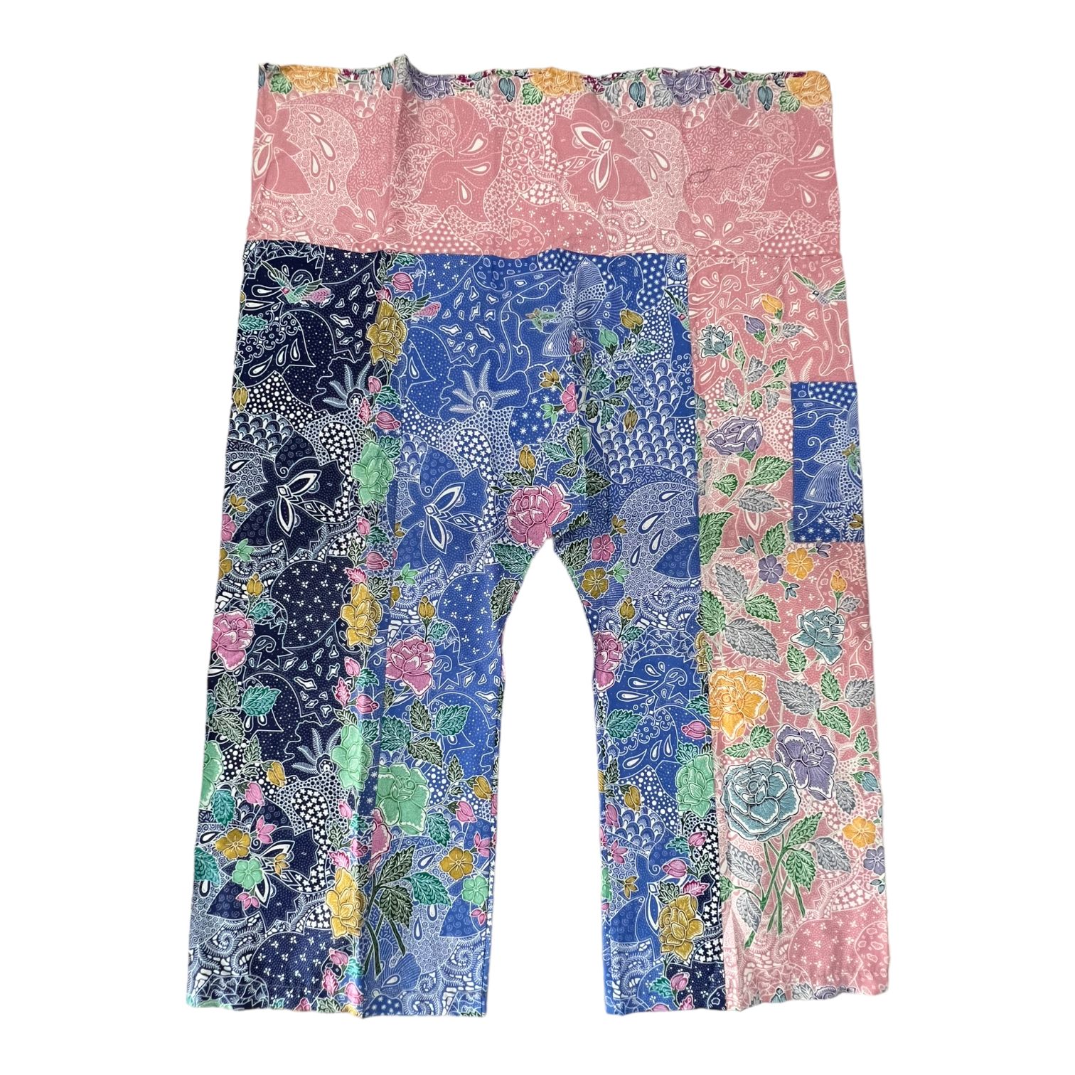 pantalone fisherman in batik thailandese 100% cotone unisex donna uomo Rose quartz/Multiblue