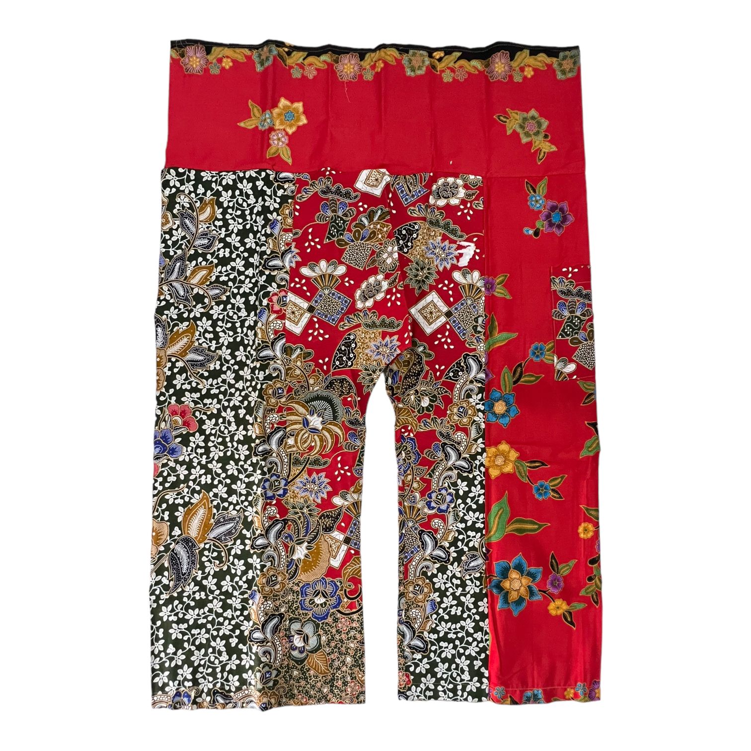 pantalone fisherman in batik thailandese 100% cotone unisex donna uomo Multired